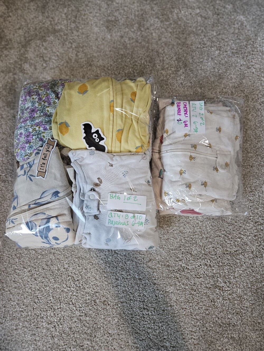 Carters (9) & Wonder Nation (1) BUNDLE OF 10 PAJAMAS 6-9M - Picture 10 of 13